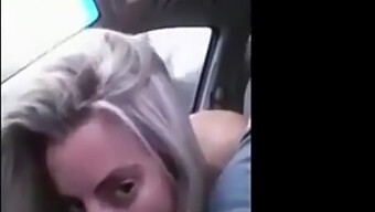 Passenger Gives A Blowjob In A Parked Car